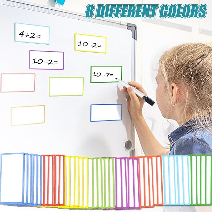 80 Pack Magnetic Dry Erase Labels 8 Colors 4"x2" Magnetic Labels Reusable Strips - Image 4