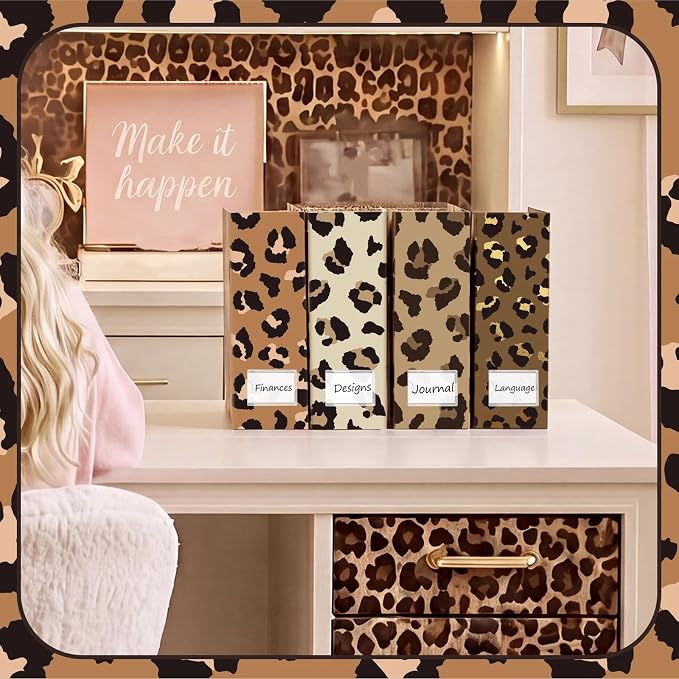 AmazingSpark Set of 4 Leopard Print Magazine Holder Decorative Foldable - Image 5