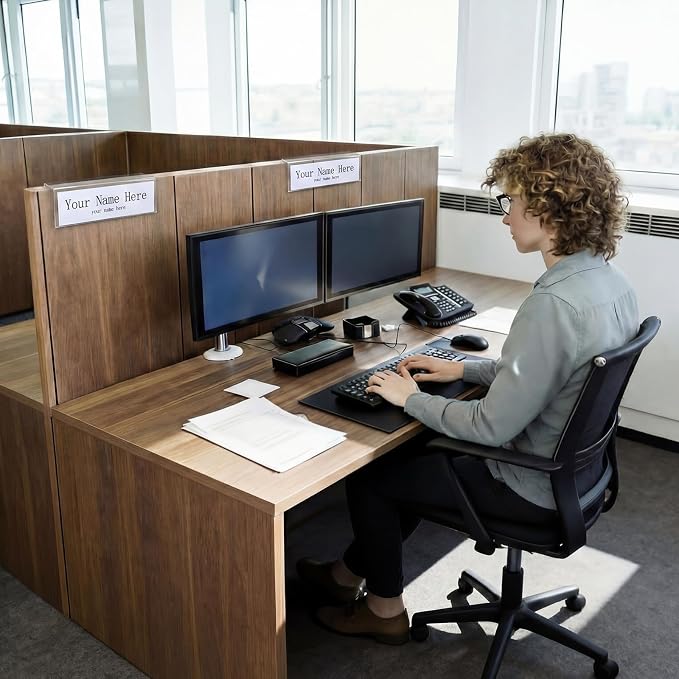 Fumete 10 Pack Double Sided Cubicle Acrylic Name Plate, 8.5" x 2.5" Ultra High - Image 6