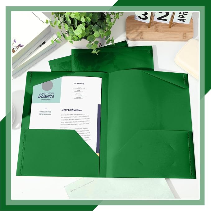 Henoyso 36 Pack Dark Green Plastic Folders - Image 6