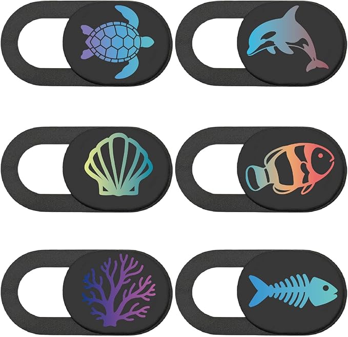 6Pcs 6 Styles Cute Camera Cover Slide Camera Privacy Covers Sea Animal Design by PRESSINART