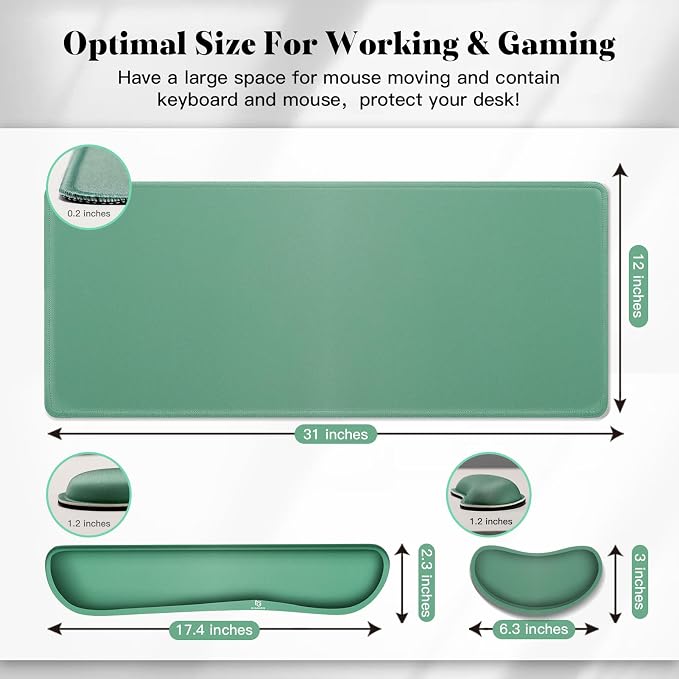 Gimars 4 in 1 Mouse Pad and Keyboard Wrist Rest Set, Large Mouse Pad - Image 3