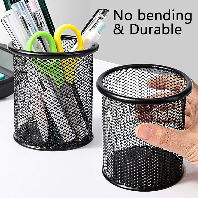 Ameceres 4 Packs Wire Mesh Pencil Holder Metal Pen Cup Desk Pen Organizer Case - Image 5
