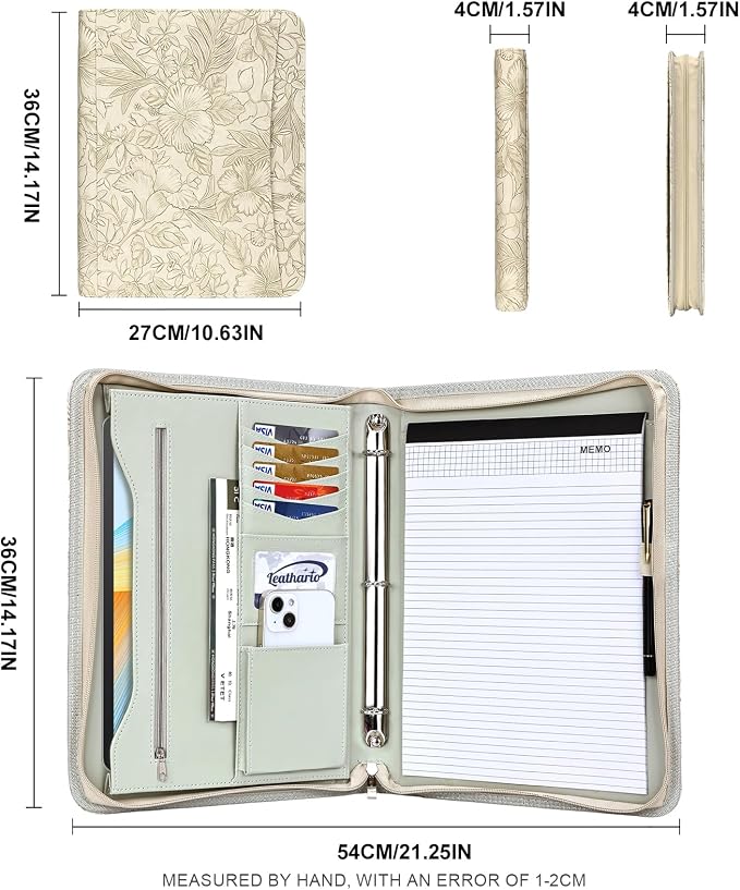 Leathario Portfolio Binder, Includes 5 Folder Index Dividers and 3 Notepads - Image 2