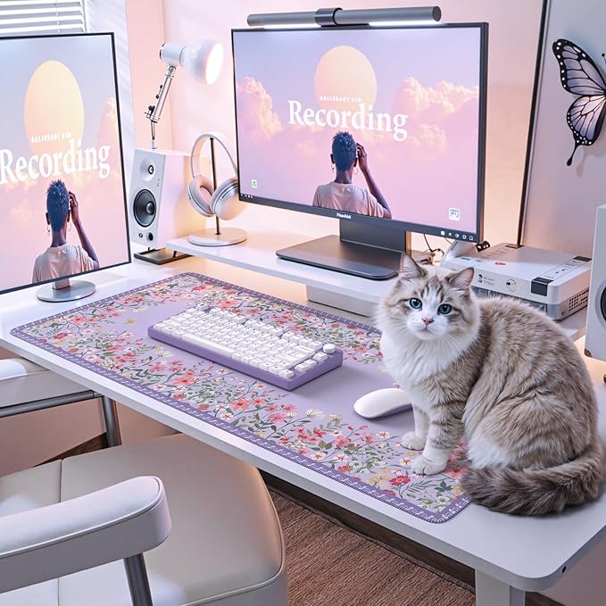 iCasso Desk Mat for Keyboard and Mouse, Cute Desk Pad Large, Anti-Slip Floral - Image 5