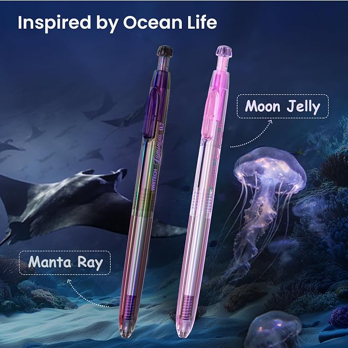 WRITECH Gel Pens Medium Point: Luminous pen set 0.7mm, Includes 2 Pens and 2 - Image 7