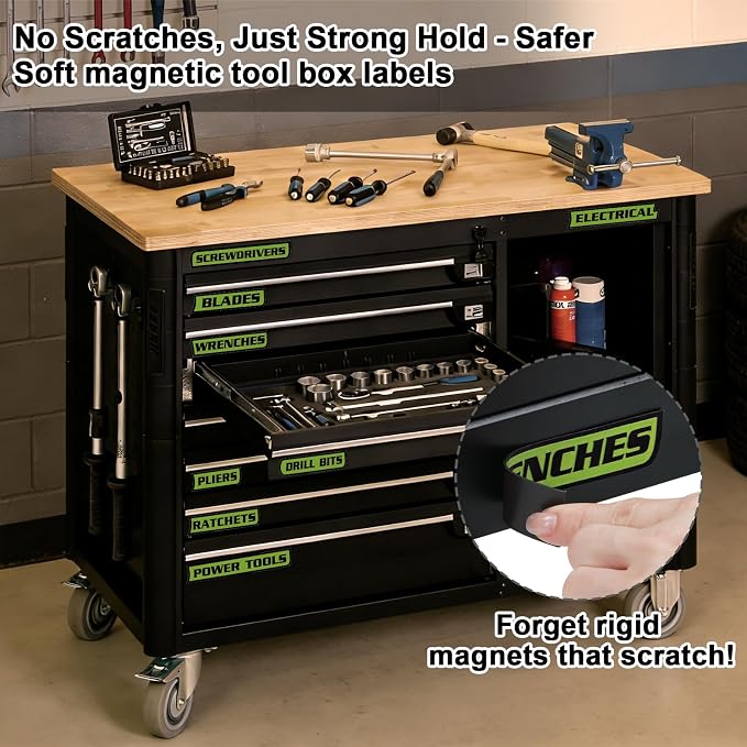 12 Pack of Magnetic Tool Box Labels, Reusable Toolbox Labels Magnet, Magnetic - Image 2