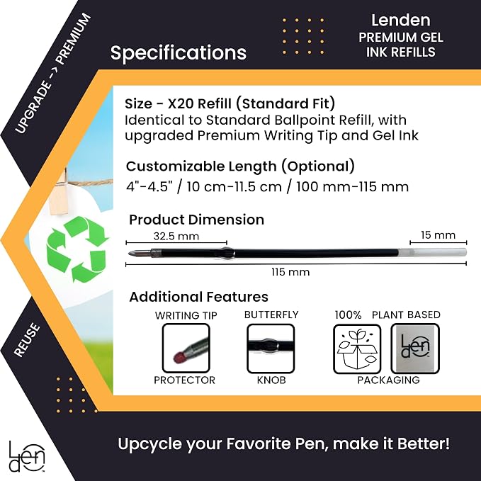 Pack of 12 Gel Ink Refill for Retractable Pens, Fine Tip Point 0.5mm, Fits - Image 3