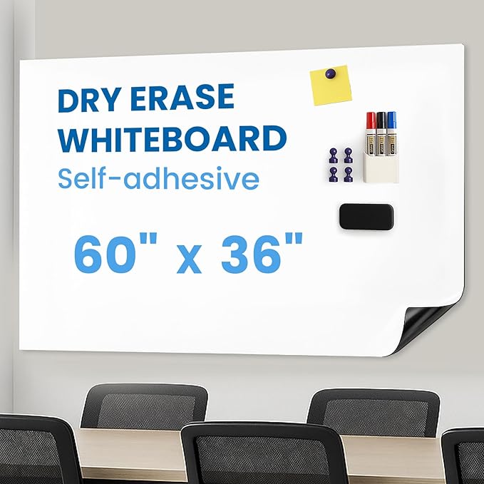 YOUNGJQ Magnetic Whiteboard for Wall 60" x 36”, Self-Adhesive Magnetic Dry by YOUNGJQ