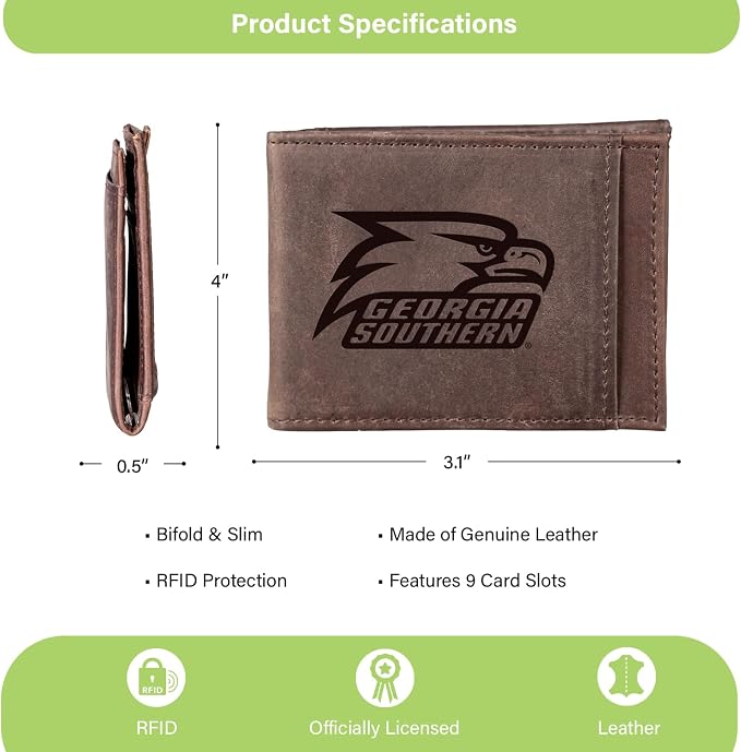 Team Sports America NCAA Georgia Southern University Front Pocket Slim Wallet - Image 4