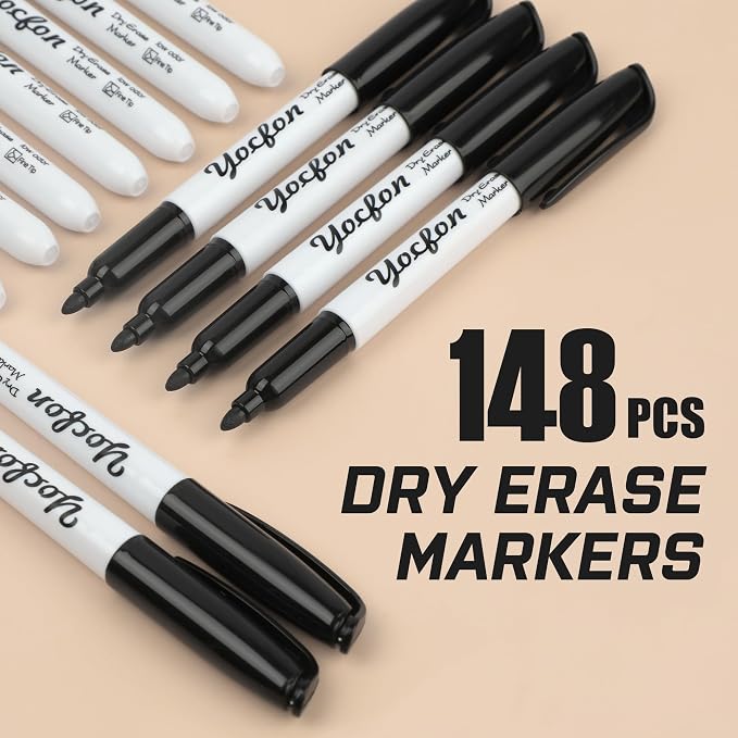 Dry Erase Markers 148 Pack, Bulk Black Whiteboard Markers - Image 2