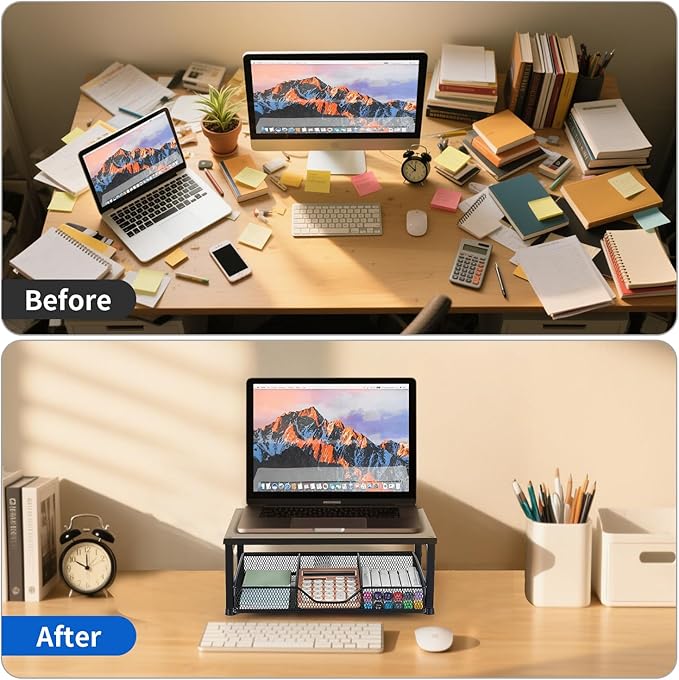 Small Laptop Stand for Desk, Monitor Stand Riser, Desk Organizer for Office - Image 5