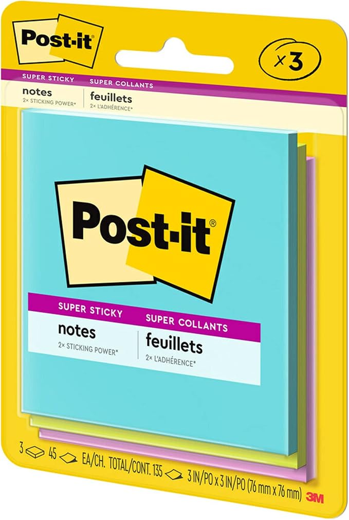 Post-it Super Sticky Notes, 3 Sticky Note Pads, 3 x 3 in., School Supplies - Image 10