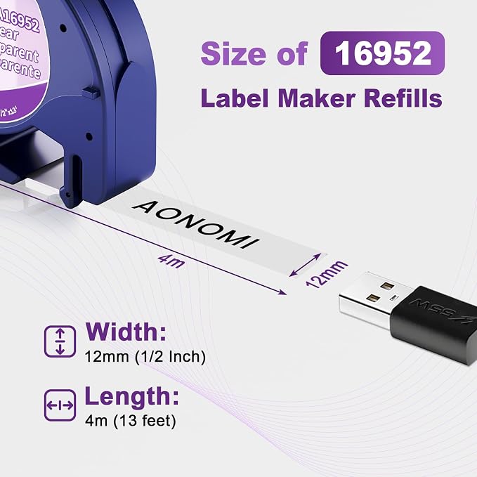 6-PK Replace for Dymo Letratag Refills Clear Plastic 12mm Compatible for Dymo - Image 3