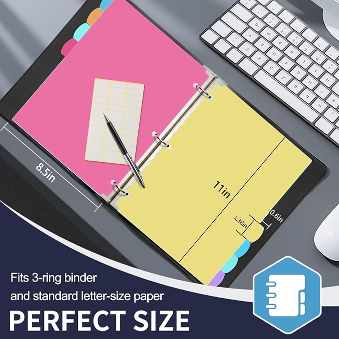 8 Tab Plastic Dividers for 3 Ring Binders, Write & Erase, Tabbed File Dividers - Image 5
