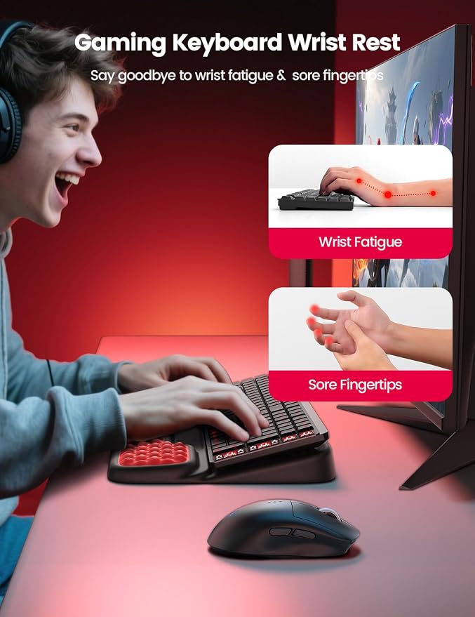 Vaydeer Keyboard Stand with Wrist Rest, Gaming Wrist Support Pad, Ergonomic - Image 2