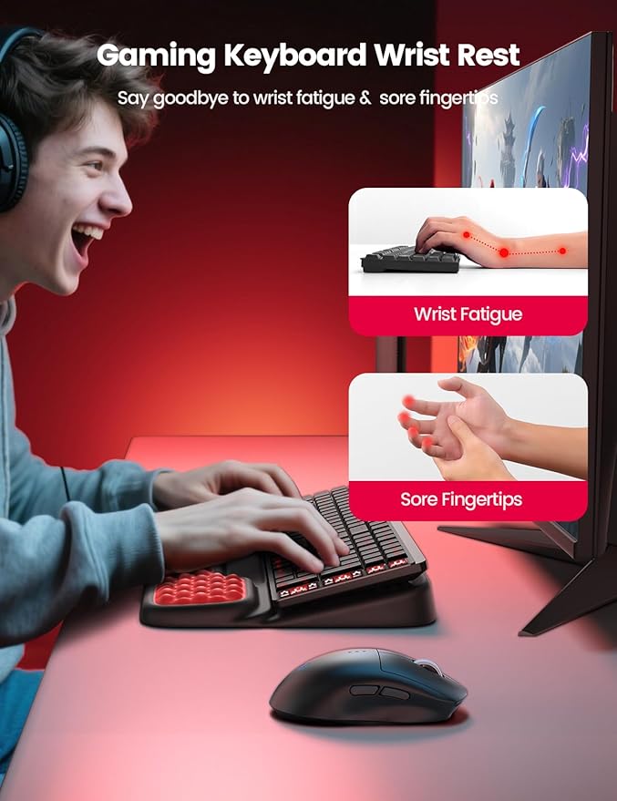 Vaydeer Keyboard Stand with Wrist Rest, Gaming Wrist Support Pad, Ergonomic - Image 2