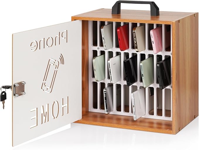 Cell Phone Holder Classroom 33 Slots Wooden Cell Phone Storage Cabinet Pocket by Lzttyee