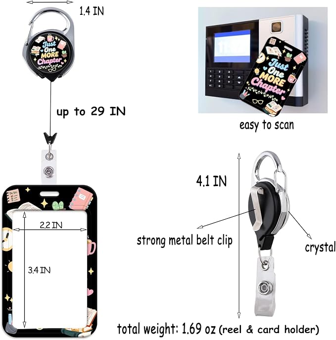 Cute ID Badge Holder Fox & Flowers Keychain Retractable Badge Reel ID Holder - Image 6