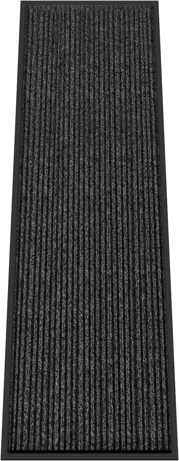 Kuyal Front Door Mat, 3'x10' Indoor Outdoor Entrance Mat, Commercial Floor Mats Inside Outside Entrance, Heavy Duty Durable Welcome, Rubber Backing Non Slip Outdoor Mats for Entryway,Black-DeskLoop Office