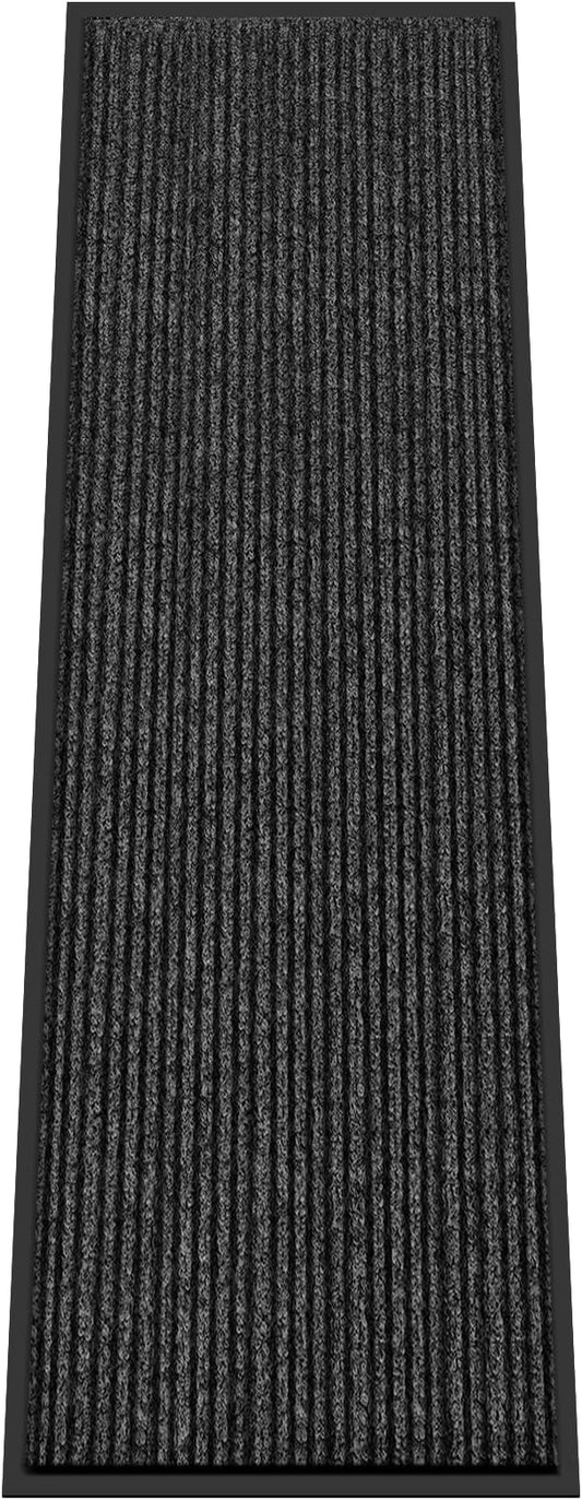 Kuyal Front Door Mat, 3'x10' Indoor Outdoor Entrance Mat, Commercial Floor Mats Inside Outside Entrance, Heavy Duty Durable Welcome, Rubber Backing Non Slip Outdoor Mats for Entryway,Black-DeskLoop Office
