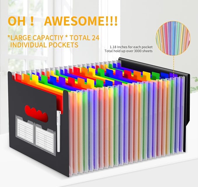 Accordion File Organizer Expanding File Folders, 25 Pockets Document Organizer - Image 5