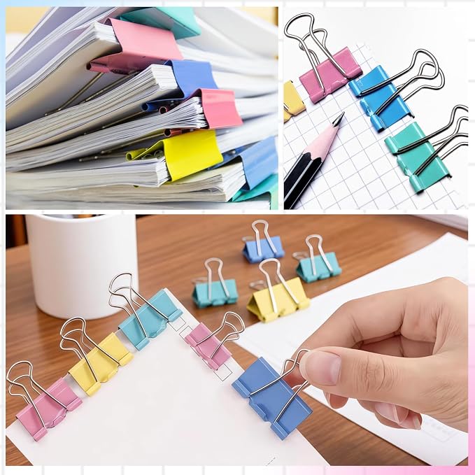 60 Pack Binder Clips Medium, 1.25 Inch/32mm Colored Binder Paper Clips - Image 4