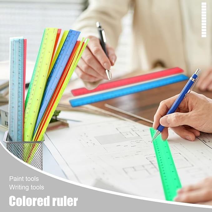 Panelee 306 Pcs 12 Inch Plastic Ruler Color Transparent Ruler Assorted Color Metric Clear Ruler with Inches and Centimeters for Kids School Home Classroom Office Back to School Gifts Supplies-DeskLoop Office
