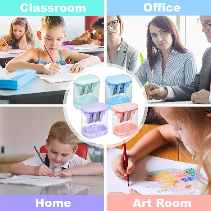 Pencil Sharpener 12pack Handheld Dual Hole Color Pencil Sharpeners - Image 3