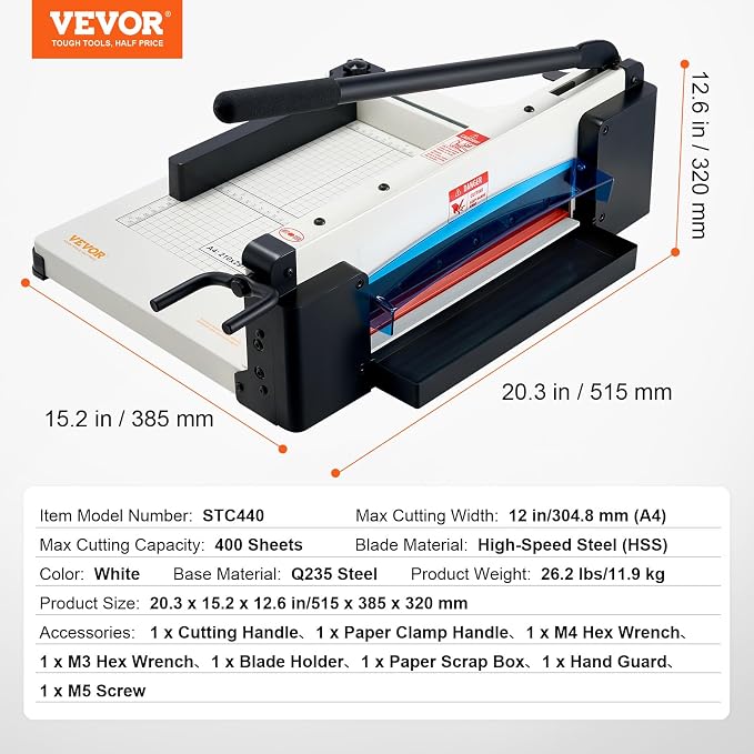 VEVOR Heavy Duty Paper Cutter, 400 Sheet Capacity, Solid Steel Construction - Image 7