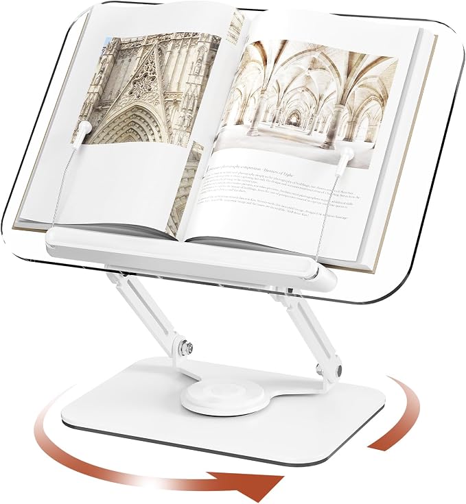 BYMECOST Acrylic Book Stand for Reading, Adjustable Book Holder by BYMECOST