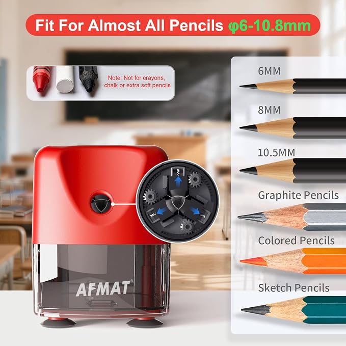 AFMAT Electric Pencil Sharpener, Cordless & Rechargeable, Heavy Duty Classroom - Image 2