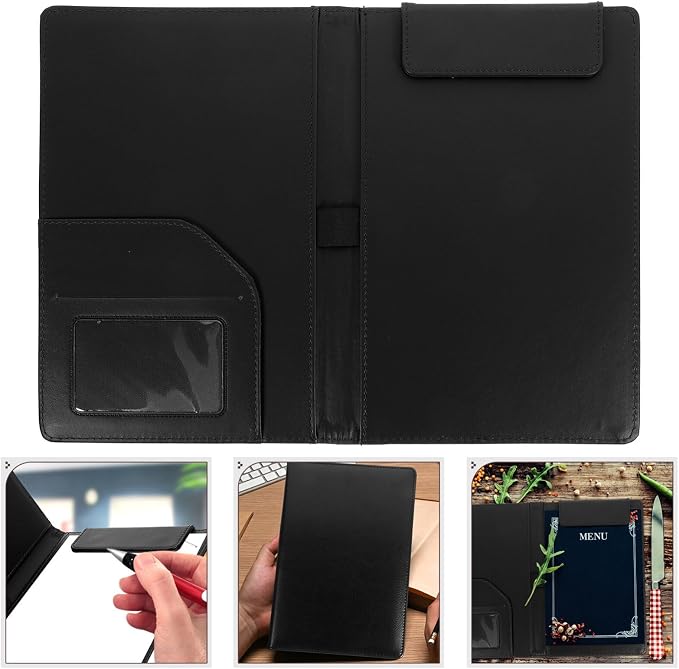 STOBOK Leather Clipboard Folder 9.05X5.90In Portable Bills Clip Board - Image 7