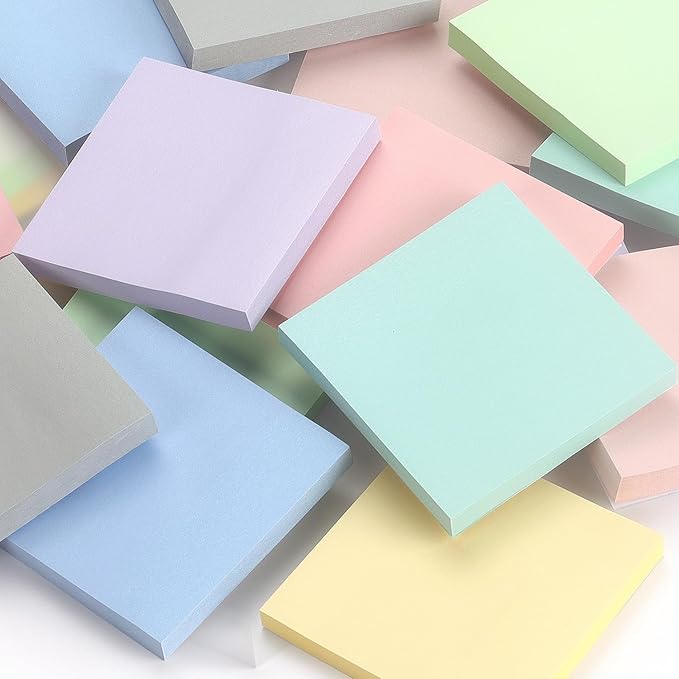 Sticky Notes 3x3 Inch, 8 Pads Light Colors Self-Adhesive, 8 Assorted Pastel Colors, 80 Sheets/Pad, Reusable Notepads for Office, School, and Home-DeskLoop Office