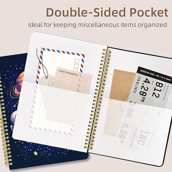 Cute Spiral Notebook journal B5 Aesthetic Pretty Design for Women Girls Kawaii with Pocket, 10 x 7.2 inch, Lined, Astronaut-DeskLoop Office