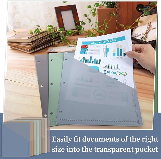 48 Pack Binder Pockets for 3 Ring Clear Pocket Divider Folders for 3 Hole - Image 4