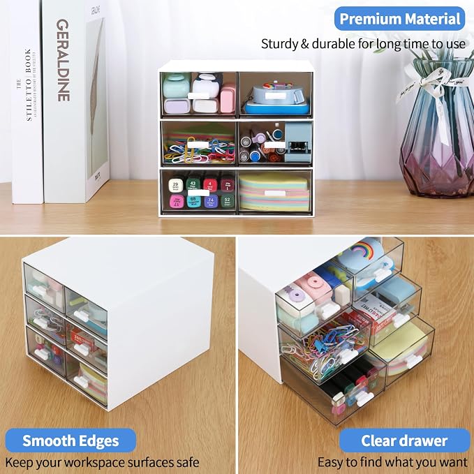 Desk Organizer with 5 Drawers, Rectangular Office Stationery Supplies Desktop - Image 7