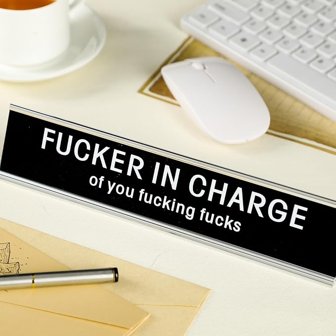 Menkxi Funny Desk Signs for Office, Novelty Nameplate Office Decor Black Desk - Image 5