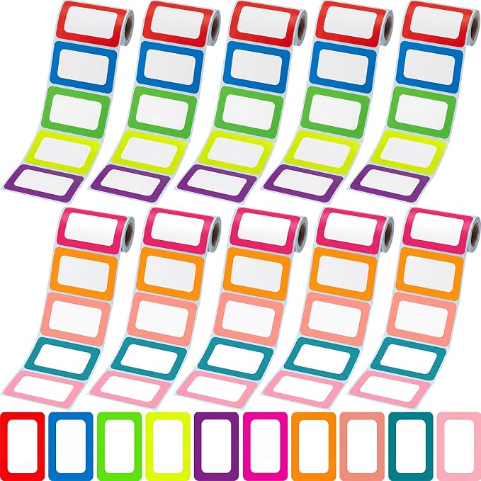 Outus 1000 Pcs Colored Sticker Labels Rolls Rectangular Coding Labels 2 X 3 by Outus