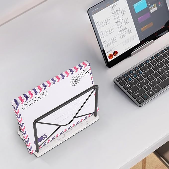 Modern Mail Holder for Home Office, Metal Letter Organizer Sorter for Desk - Image 2