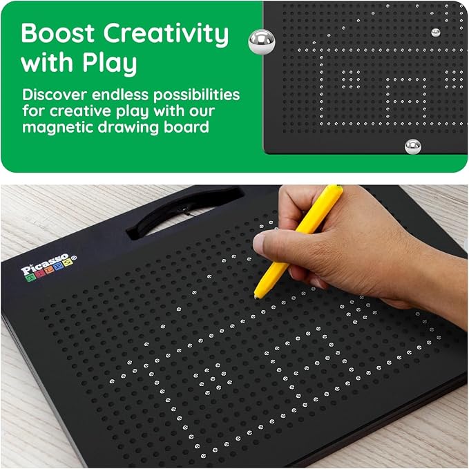 PicassoTiles Magnetic Drawing Board 748 Beads Pad Large 12x10 Inch STEM Writing - Image 6
