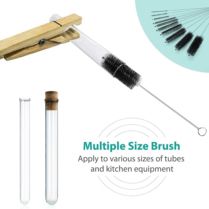 CiaraQ Bottle Cleaning Brushes, 8 Inch Nylon Tube Brush Set | Black Cleaner - Image 5