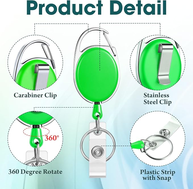 Honoson 30 Pcs Heavy Duty Retractable Badge Reels Batch ID Badge Holder - Image 3