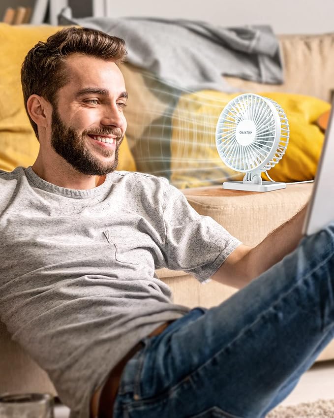 Gaiatop USB Desk Fan, Small But Powerful, Personal Portable Quiet 3 Speeds - Image 2