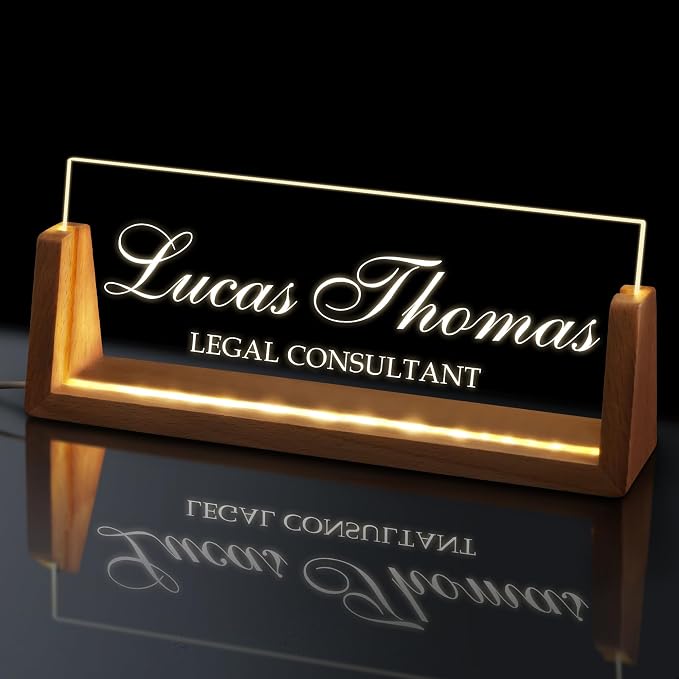 Custom Light Up Name Plate for Desk, Personalized LED Acrylic Name Sign by GifXifyCustomGifts