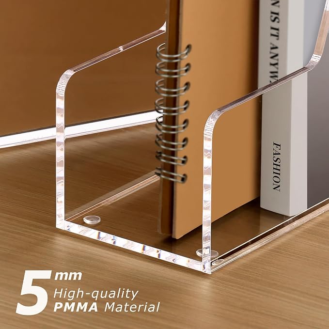 SANRUI 4 Pack Vertical File Holder, Acrylic Desk Organizer Magazine File Sorter - Image 6