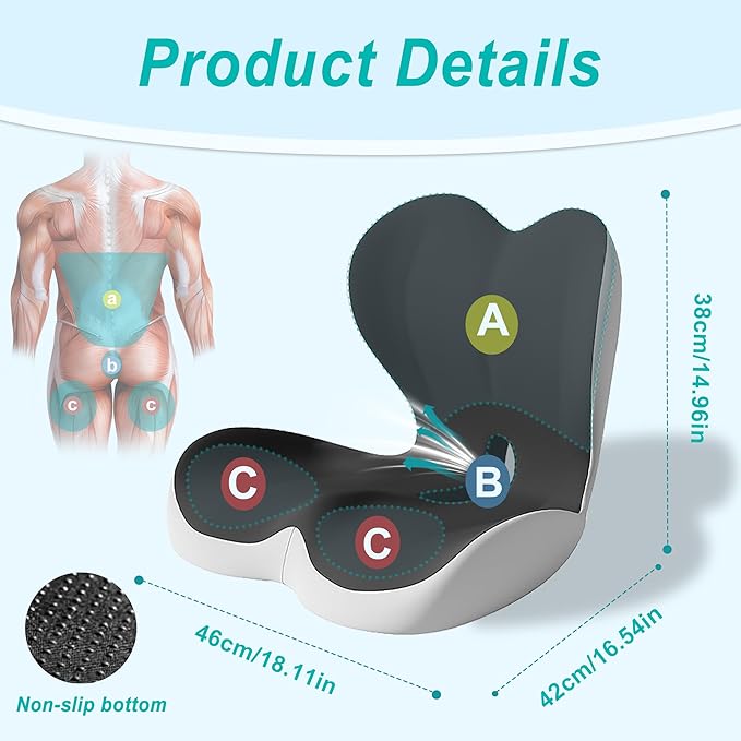 Seat Cushion for Office Chair and Car, Lumbar Support Pillow for Office Chair - Image 2