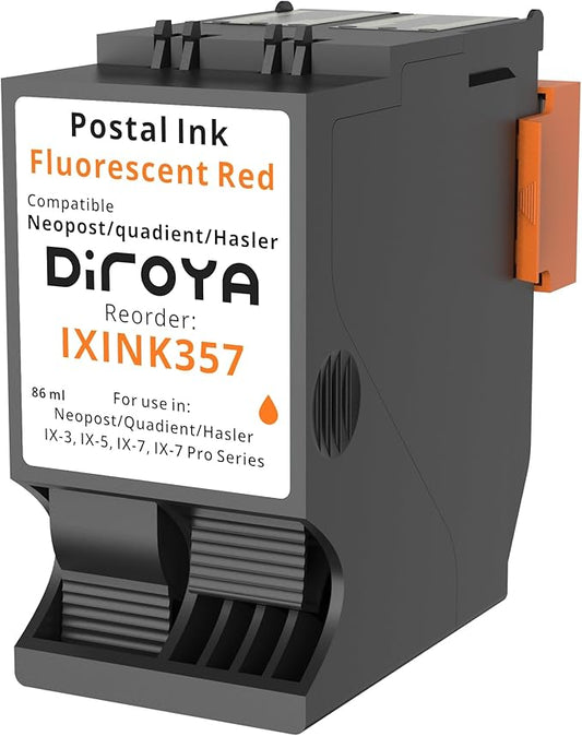 IXINK357 Ink Cartridge High Yield Replacement for Neopost Quadient Hasler IX-3, IX-5, IX-7, IX-7 Pro Series Franking Machine Fluorescent Red Postage Ink-DeskLoop Office