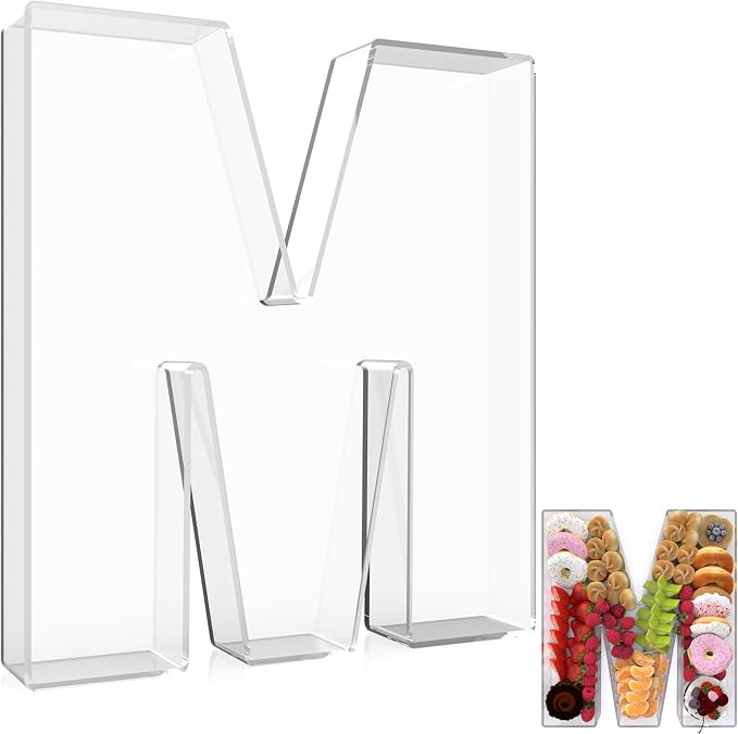 13.8" Extra Large Acrylic Letter Charcuterie Board Box, Reusable Fillable by RUFHVTY