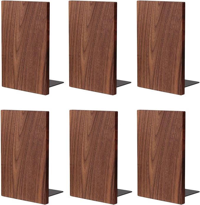 Muso Wood Handmade Walnut Book Ends, Non-Skid Bookends by Musowood